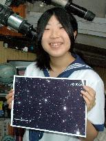Female junior high school student finds asteroid
