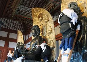 Buddhist statues at Yakushiji get dust-down for new year