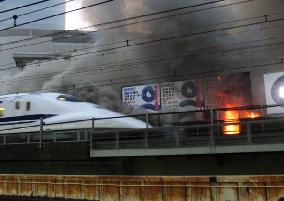 Fire near Shinkansen track