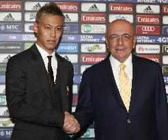 New AC Milan player Honda holds news conference
