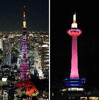 Towers in cherry blossom color