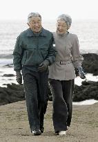 Japan's Emperor Akihito, Empress Michiko in Hayama