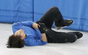 Japanese figure skater Machida falls during practice