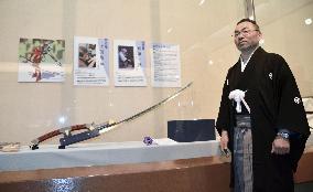 Swordsmith shows 'Evangelion' sword he made