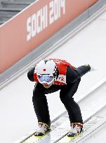 Japan Nordic combined skier Watabe practices at Sochi