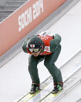 Japan Nordic combined skier Minato practices in Sochi