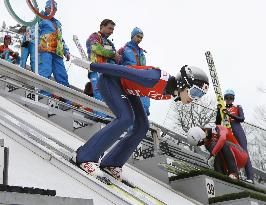 Japan ski jumper practices at Sochi