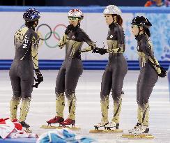 Japan women's short track team practices at Sochi