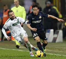 Inter Milan's Nagatomo in action against Sassuolo