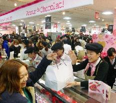 Customers flock to Nagoya department store to buy chocolates