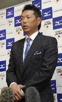 Japan manager Kokubo meets press in Naha