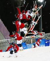 Japan's Endo performs aerial in men's moguls final