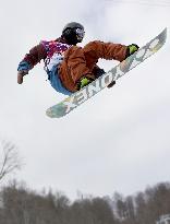 Aono performs aerial in men's halfpipe qualifying round