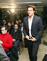 Uruguay striker Forlan heads to podium for press conference