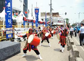 Drum performance at Sharp's promotional event in Indonesia