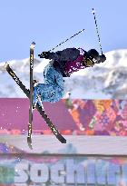 Japan's Tsuda flies in practice for men's ski halfpipe