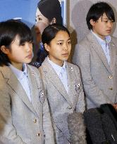 Japan women ski jumpers return from Sochi