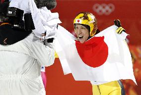 Japan's Kasai rejoices after winning silver in large hill jump