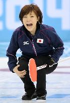 Japan's Ogasawara against Switzerland in women's curling