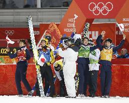 Japan ski jumpers' celebration at Sochi Games