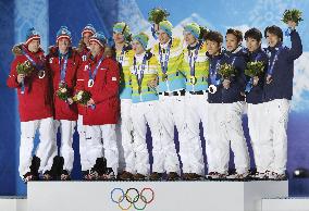 Awards ceremony for men's team ski jumping in Sochi