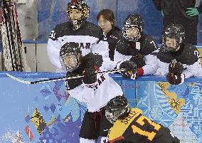 Japan's Kubo in women's ice hockey vs Germany