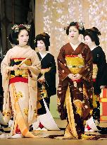 Geishas rehearse for Kitano Odori dance show in Kyoto