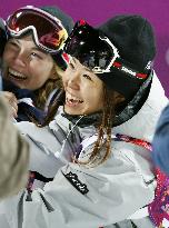 Onozuka smiles after winning bronze in ski halfpipe at Sochi