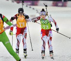 Team Japan competes in women's biathlon relay