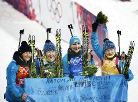 Ukraine wins gold in women's biathlon relay