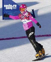 Japan's Takeuchi races in women's snowboard slalom prelim