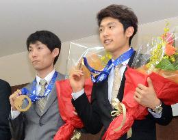 Japan's ski jump medalists Ito, Shimizu thank supporters