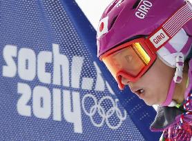 Japan's Takeuchi competes in women's snowboard slalom