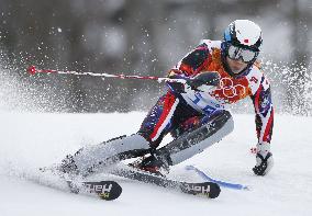 Japan's Yuasa races in men's skiing slalom in Sochi