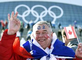 Fan of Canadian ice hockey team in Sochi