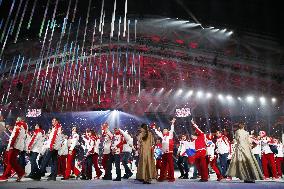 Russian delegates enter stage at Sochi Closing Ceremony