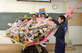 Whale-shaped object made of debris from 2011 disaster