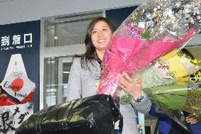 Sochi medalist Takeuchi arrives in Hokkaido hometown