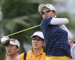 A. Miyazato of Japan tees off at HSBC Women's Champions