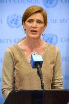 U.S. envoy to U.N. meets press in New York