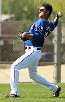 Rangers' Japanese pitcher Darvish practices in preseason training