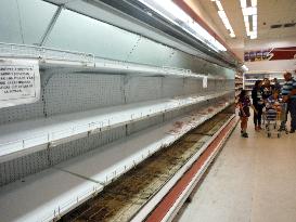 Supermarket shelves remain empty in Caracas, Venezuela