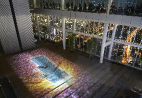 Image projection with light at new skyscraper in Osaka