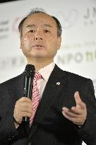 Softbank CEO Son unveils system to donate via smartphones
