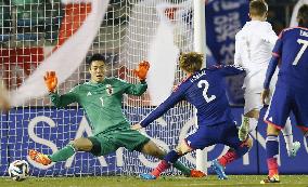 Japan keeper Kawashima in action vs. NZ in World Cup warm-up