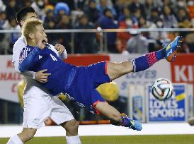 Japan midfielder Honda in action vs. NZ in World Cup warm-up