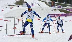 Ukrainian skiers practice uphill trudge at Sochi Paralympics