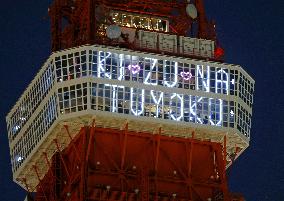 Message on Tokyo Tower to support 2011 disaster-hit area