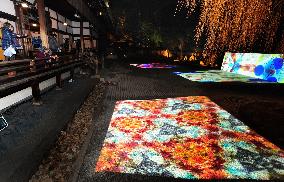 Kaleidoscope images projected on rock garden at Kyoto temple