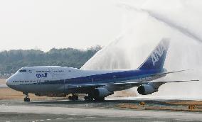 ANA jumbo jet at Kumamoto Airport in commemorative flight
